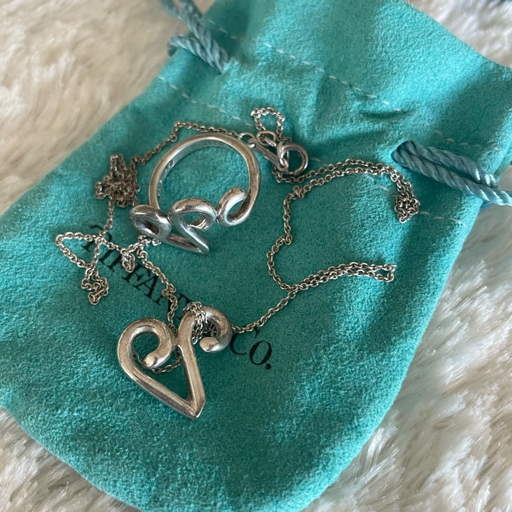 Tiffany set ring and necklace